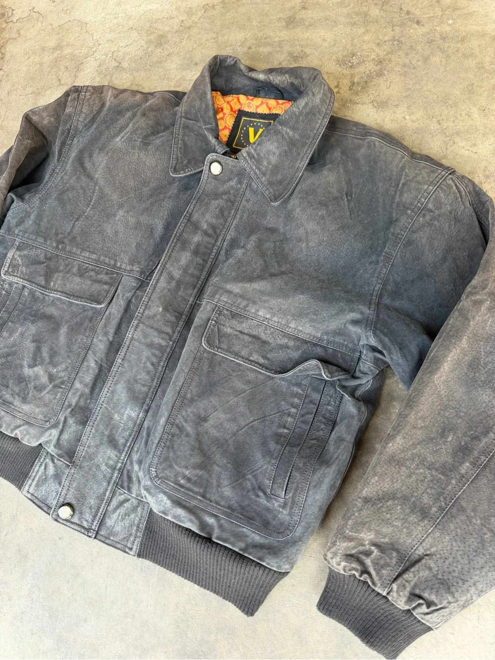 Vintage 90s Moda Italiana Genuine Suede Bomber Jacket Mens XL